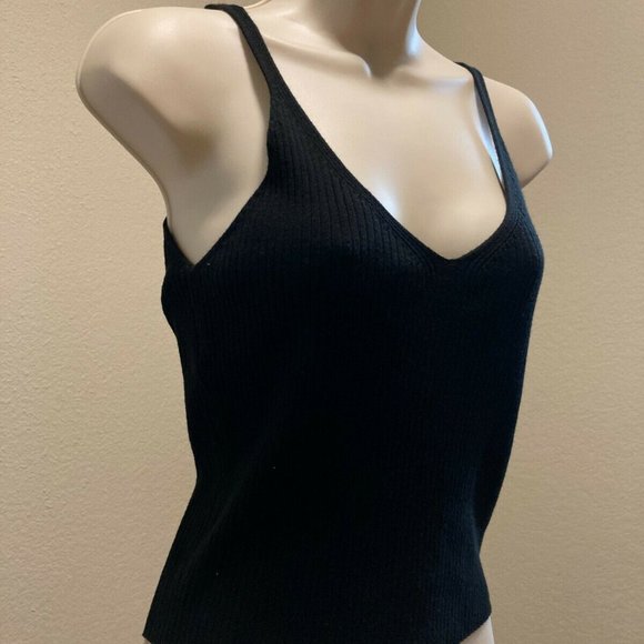 H&M Divided Black Ribbed Strappy Top M - Picture 5 of 7